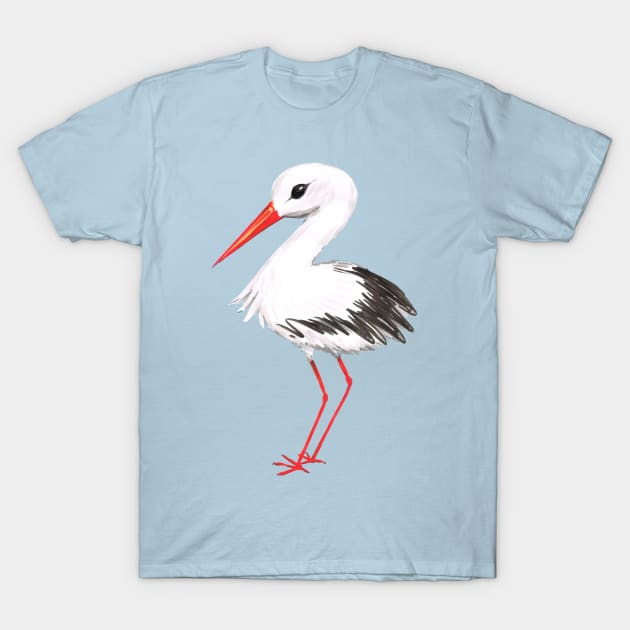 Cute stork watercolor painting T-Shirt by Bwiselizzy